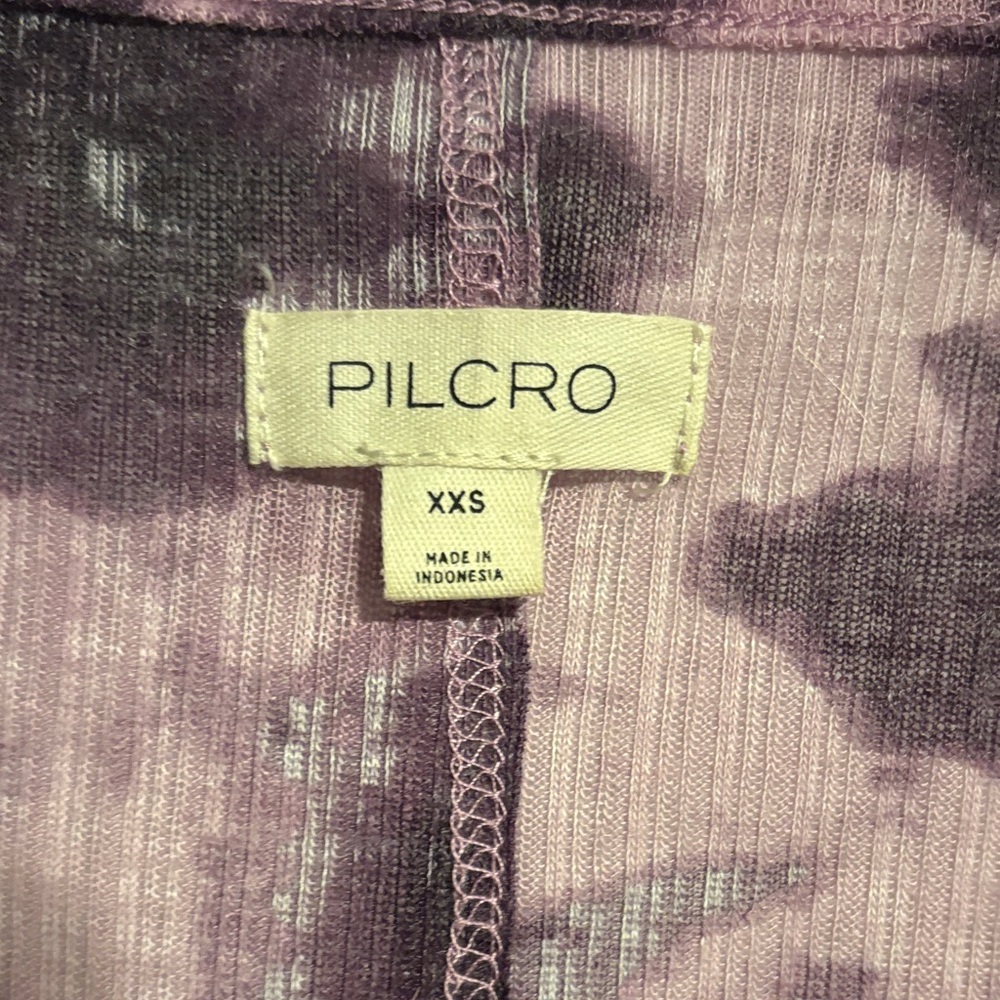 PILCRO for Anthropologie Andie ribbed purple tie dye henley top size XXS - Picture 3 of 8